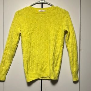 EUC Vineyard Vines Wild Lime 100% Cashmere Crewneck Sweater Size S